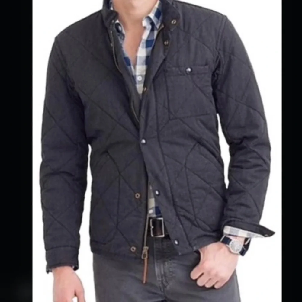 J. Crew Sussex Quilted Jacket Black Gray Size S